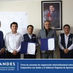 Se realizó la firma de convenio interinstitucional entre la Cooperativa Los Andes y el Gobierno Regional de Apurímac.