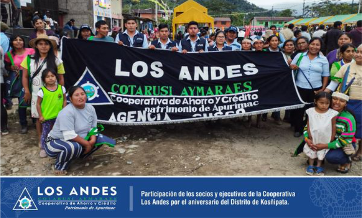 OF. Informativa Pillcopata. La Cooperativa Los Andes participo junto a sus socios y ejecutivos por el aniversario del Distrito de Kosñipata.