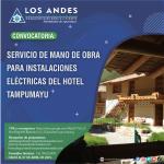 SERVICIO DE MANO DE OBRA PARA INSTALACIONES  ELÉCTRICAS DEL HOTEL  TAMPUMAYU