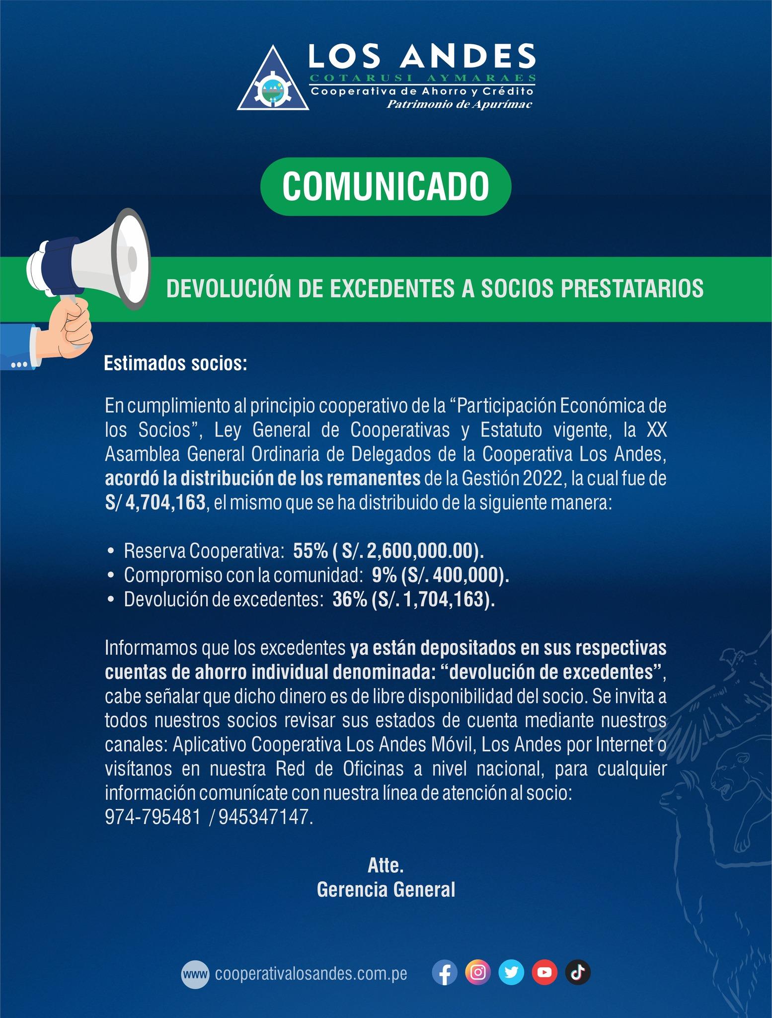 DEVOLUCIÓN DE EXCEDENTES A SOCIOS PRESTATARIOS