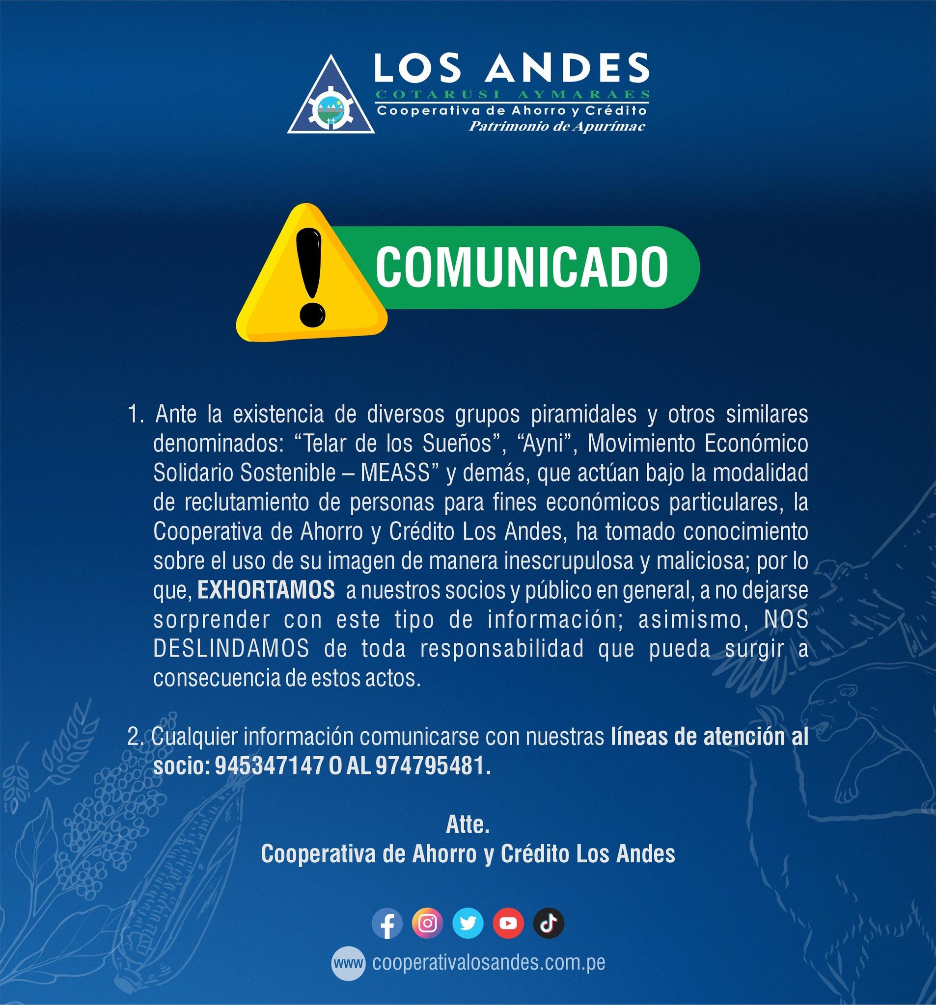 COMUNICADO URGENTE A NUESTROS SOCIOS, SOCIAS Y COMUNIDAD.