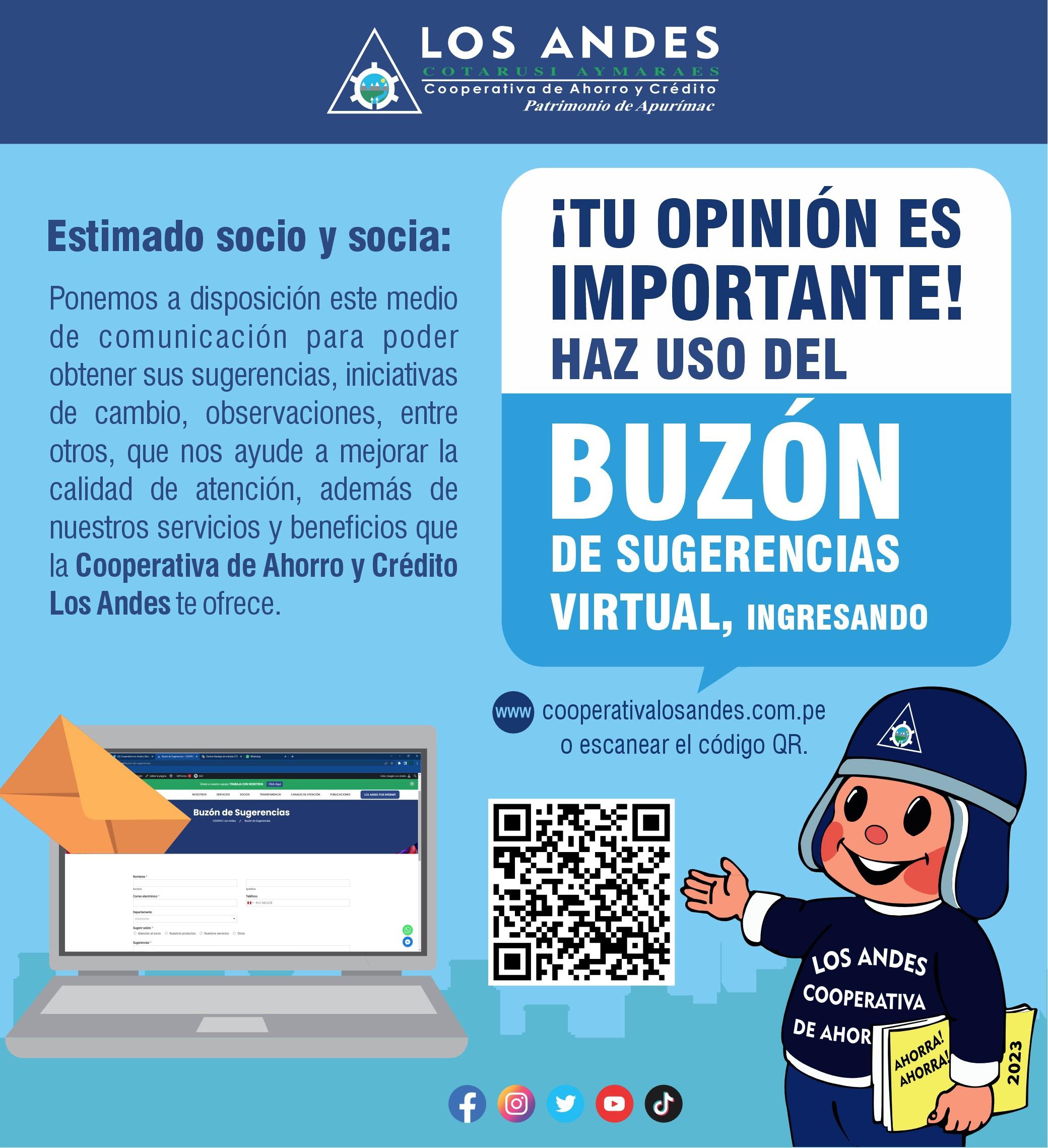 Estimado socio y socia: Ponemos a disposición nuestro BUZÓN DE SUGERENCIAS VIRTUAL