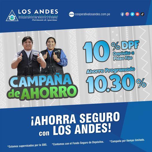 ESTIMADO SOCIO Y SOCIA. PARTICIPA DE LA GRAN CAMPAÑA DE AHORRO, con altas tasas de interés. AHORRO A PLAZO FÍJO: 10% TREA.