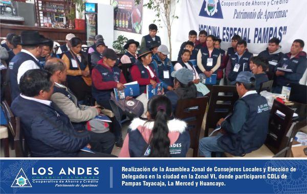 Cooperativa de Ahorro y Crédito Los Andes, realizó la Asamblea Zonal de Consejeros Locales y Elección de Delegados, donde participaron CDLs de La Merced, Pampas Tayacaja y Huancayo.
