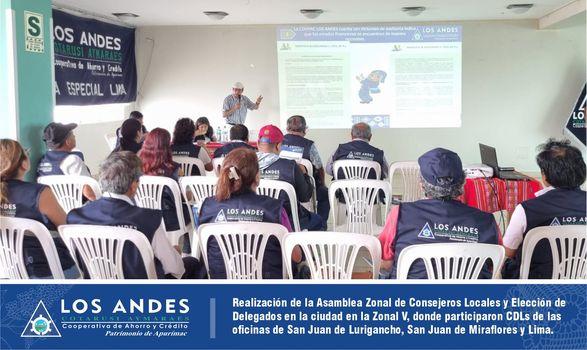 Cooperativa de Ahorro y Crédito Los Andes, realizó la Asamblea Zonal de Consejeros Locales y Elección de Delegados en la Zonal V
