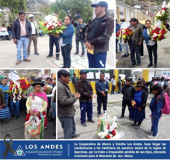 La Cooperativa de Ahorro y Crédito Los Andes, hace llegar las condolencias a los familiares de nuestros socios de la región de Apurímac.