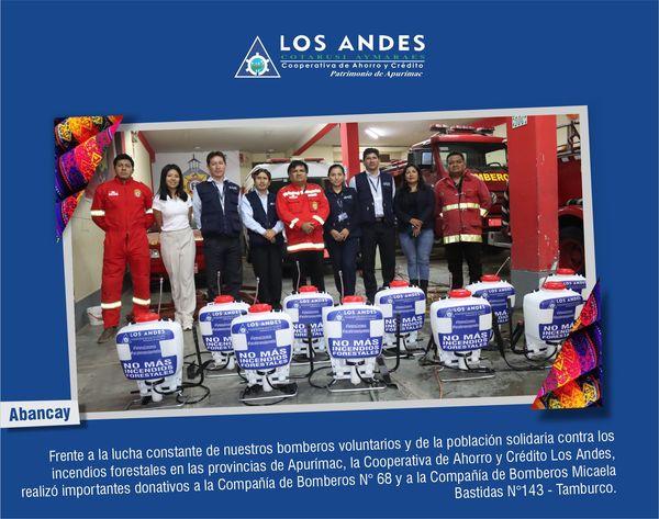 COOPAC LOS ANDES REALIZA IMPORTANTE DONATIVO A LOS BOMBEROS VOLUNTARIOS DE ABANCAY Y TAMBURCO.