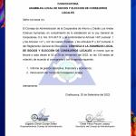 CONVOCATORIA ASAMBLEA LOCAL DE SOCIOS Y ELECCIÓN DE CONSEJEROS LOCALES 2022