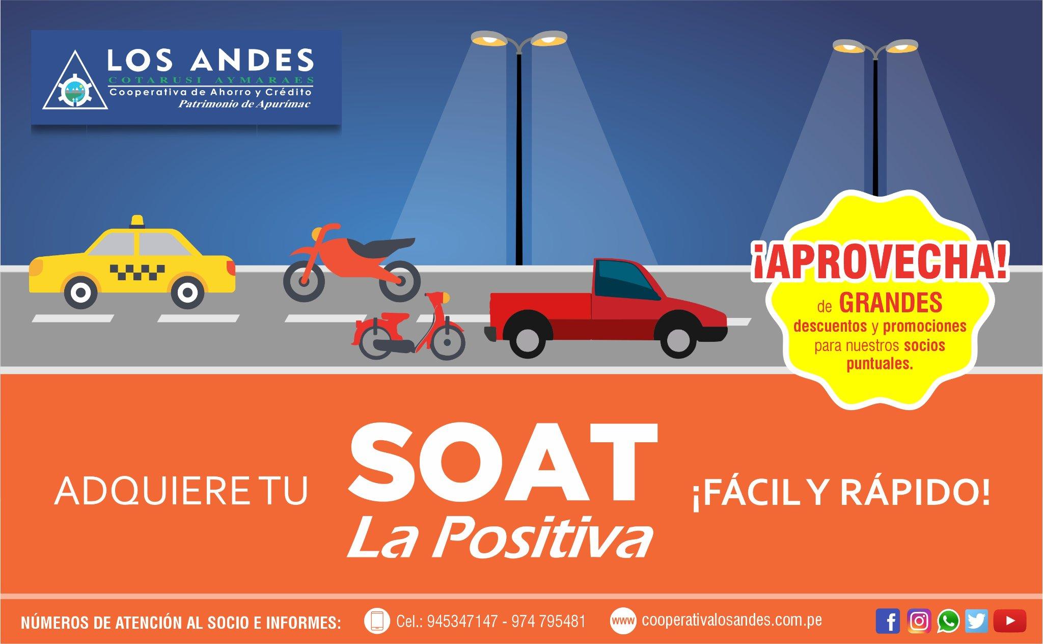 Ya puedes adquirir tu SOAT en la COOPAC Los Andes
