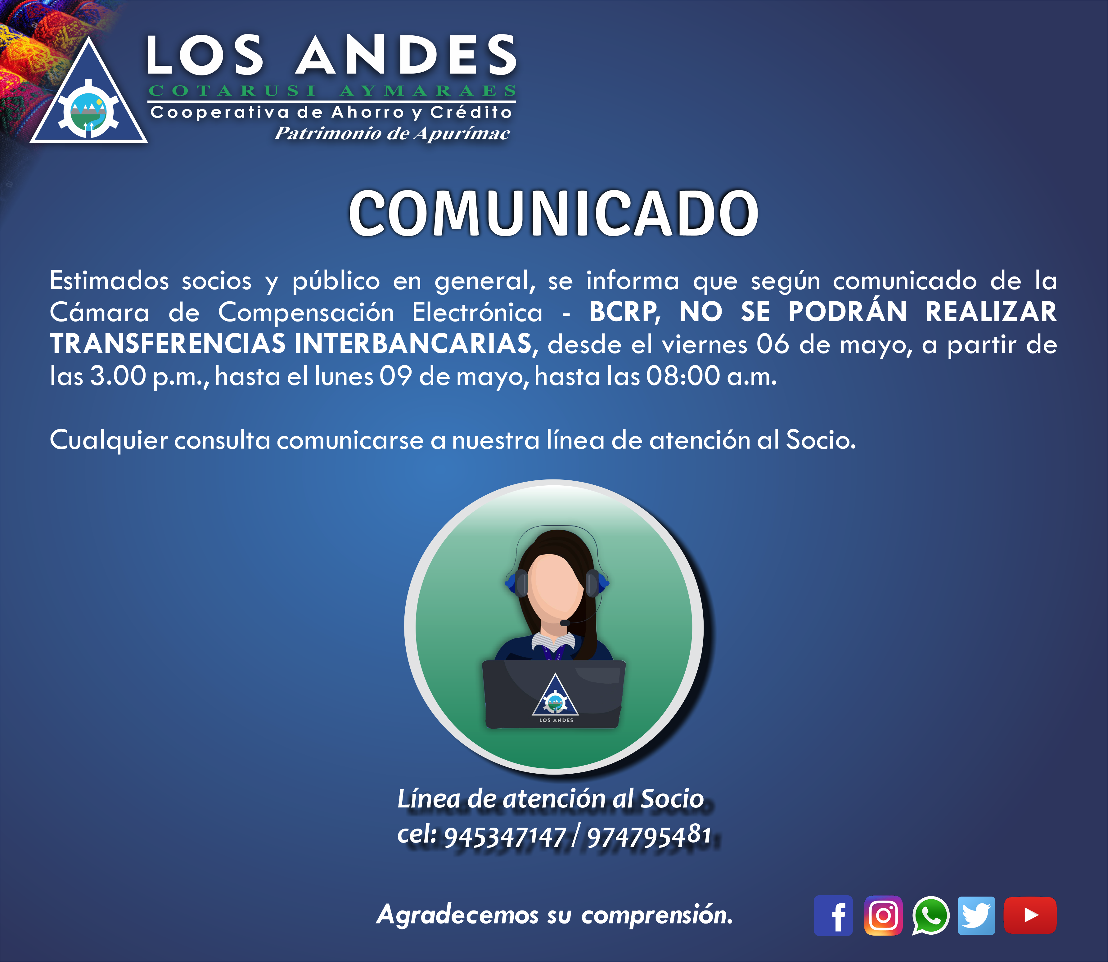 🔴 NO SE PODRÁN REALIZAR TRANSFERENCIAS INTERBANCARIAS