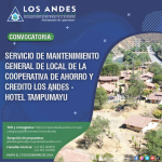 CONVOCATORIA: SERVICIO DE MANTENIMIENTO GENERAL DEL HOTEL TAMPUMAYU DE LA COOPERATIVA LOS ANDES