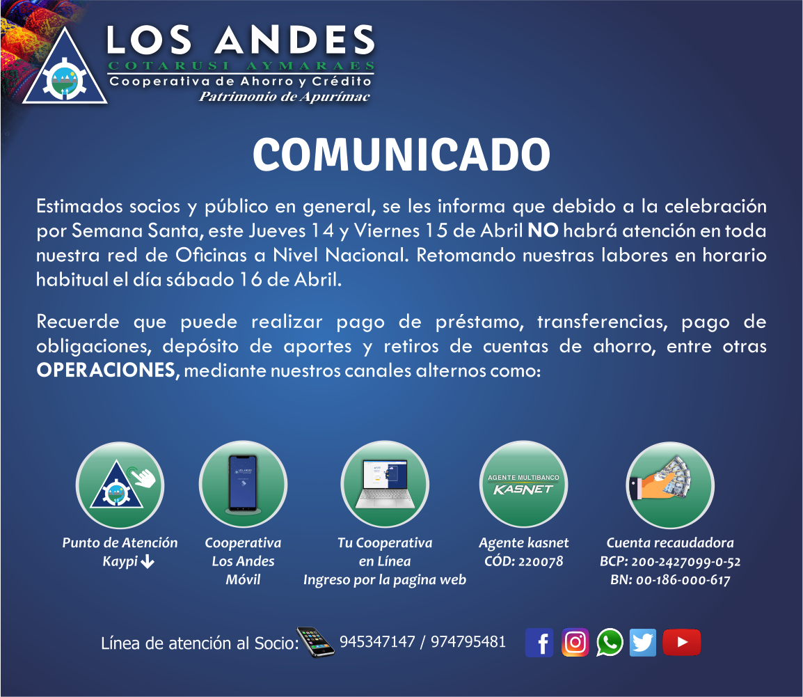 Feriado por Semana Santa, Jueves 14 y Viernes 15 de Abril