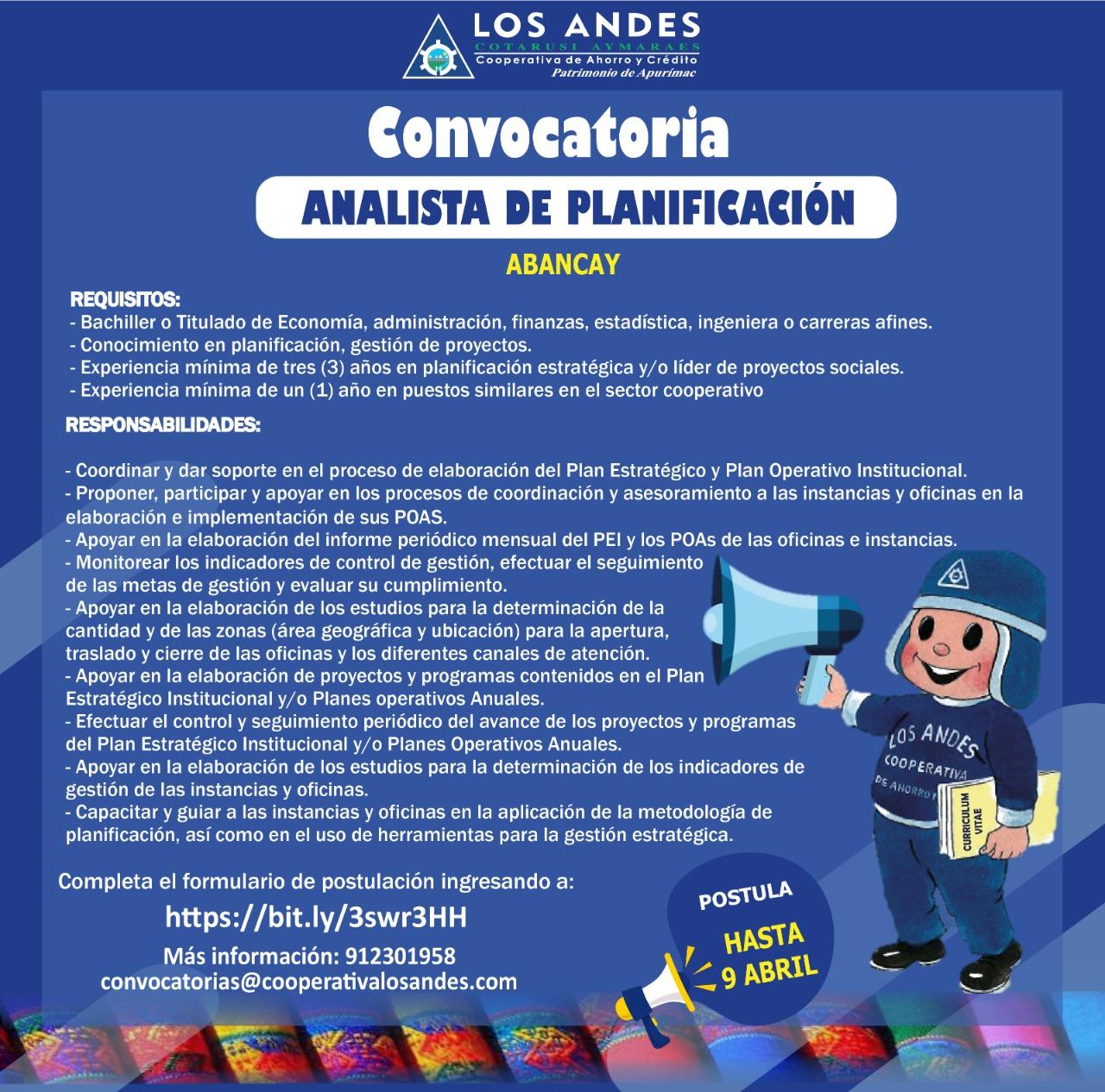 Convocatoria Analista de Planificación