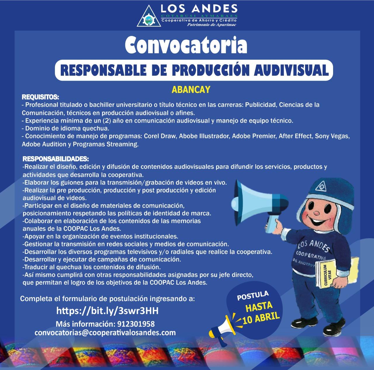 Convocatoria Responsable de Producción Audivisual
