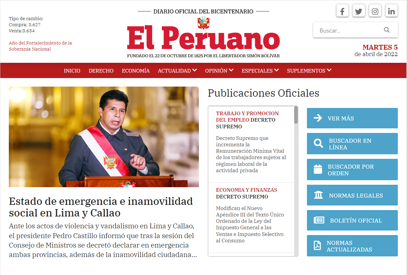 Estado de emergencia e inamovilidad social en Lima y Callao