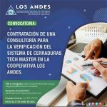 Contrato de Servicios de CONSULTORÍA PARA LA VERIFICACIÓN DEL SISTEMA DE CERRADURAS TECH MASTER EN LA COOPAC Los Andes